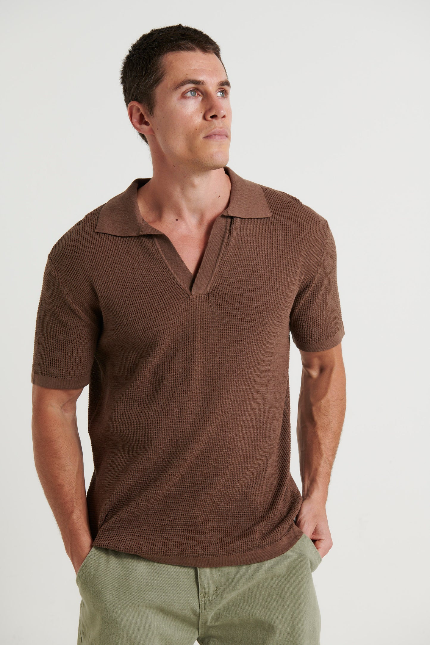 NTH Open Neck Polo Choc