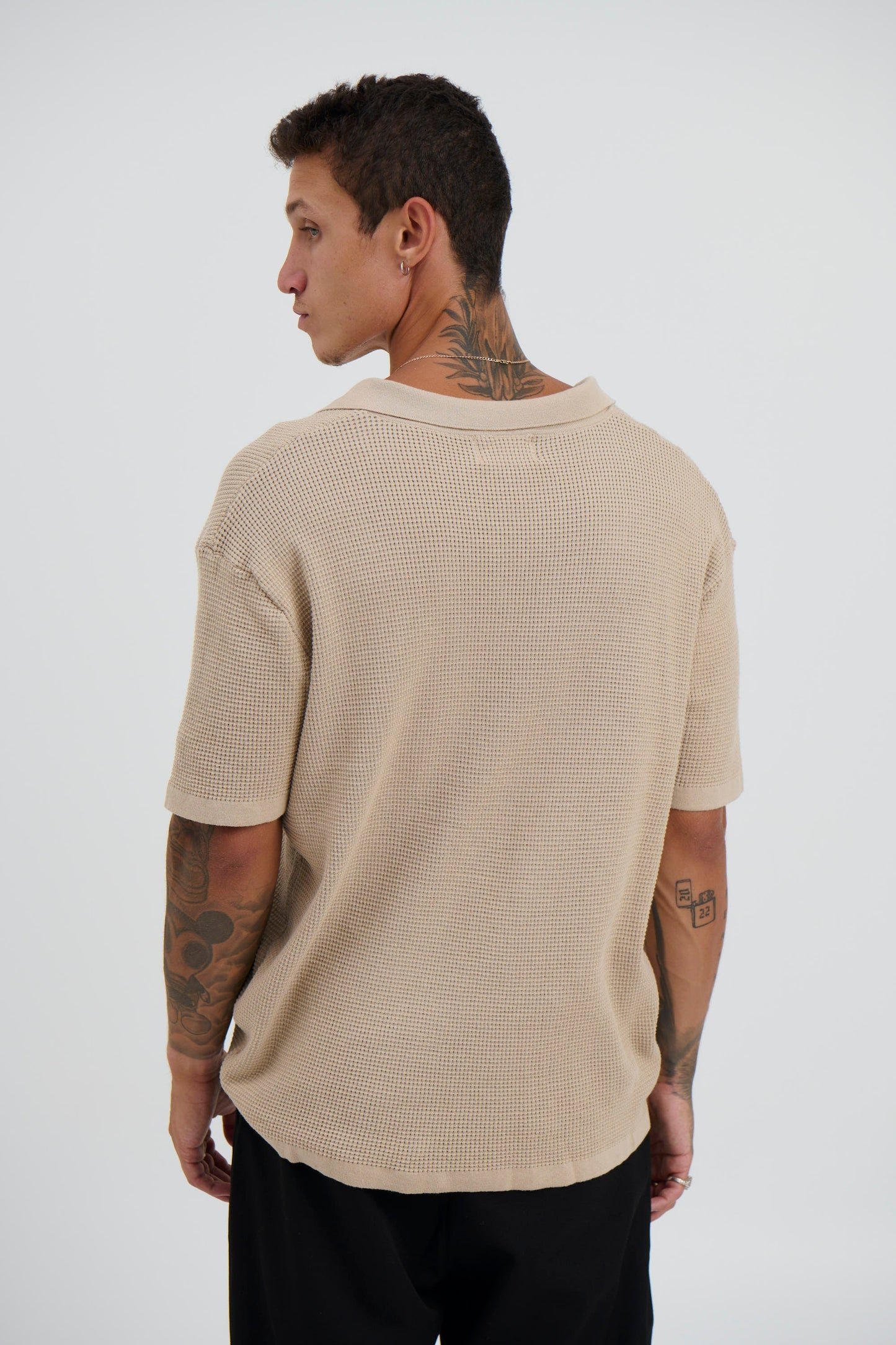 NTH Open Neck Polo Oat