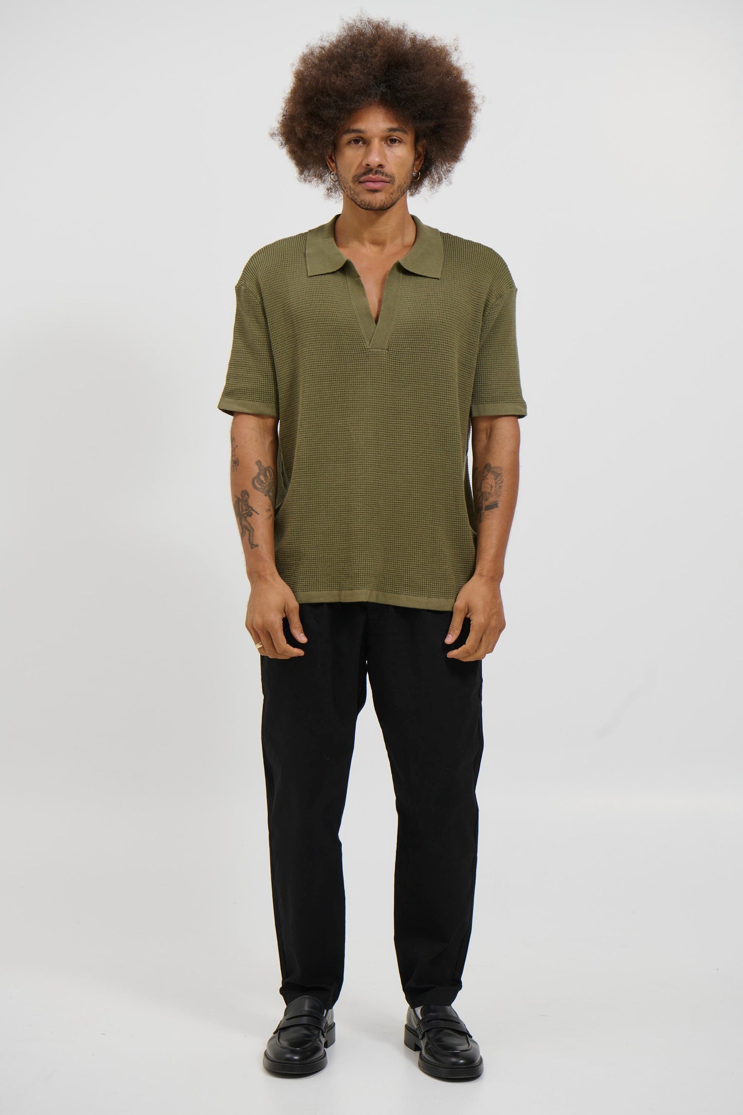 NTH Open Neck Polo Army