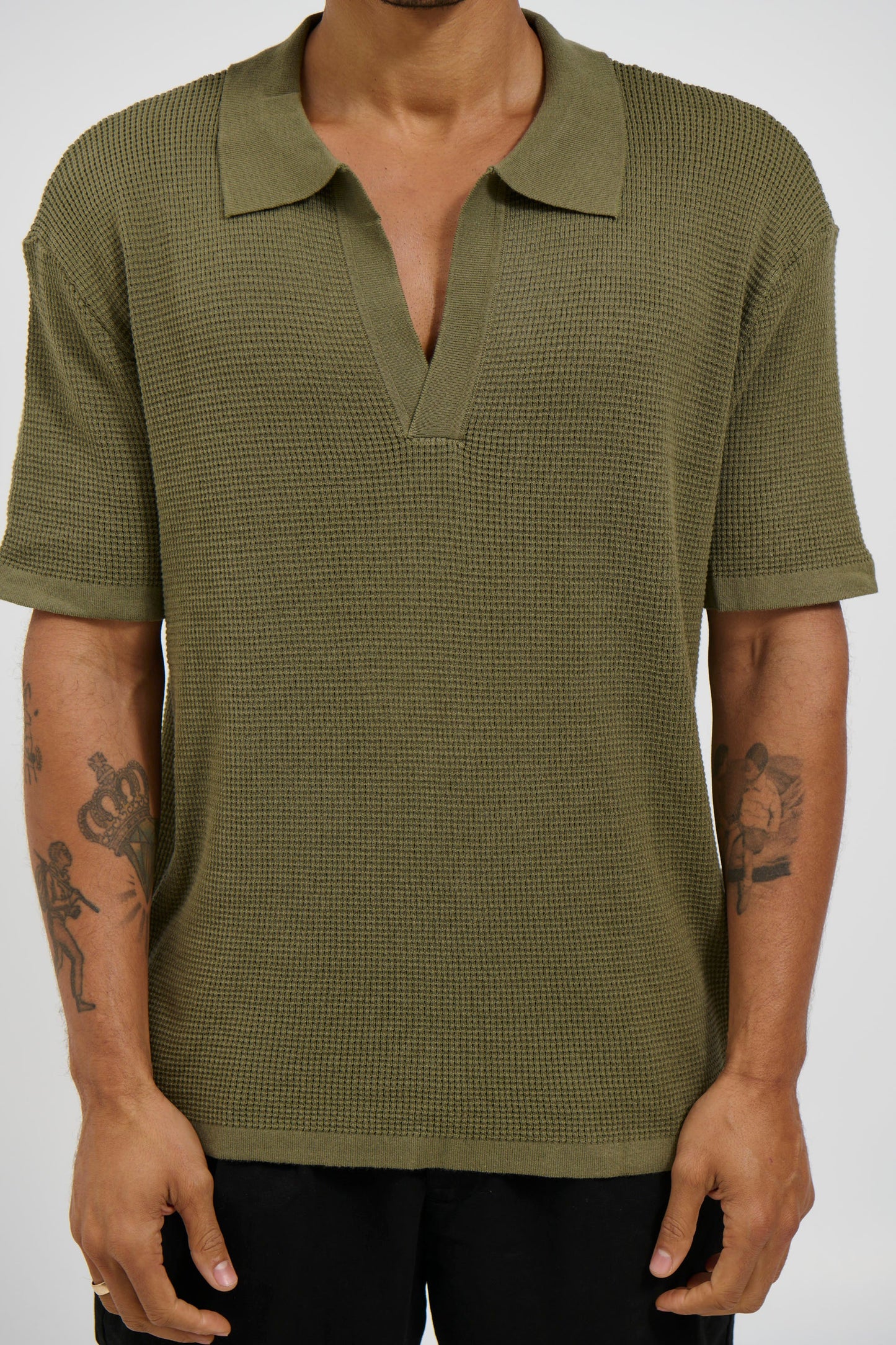NTH Open Neck Polo Army