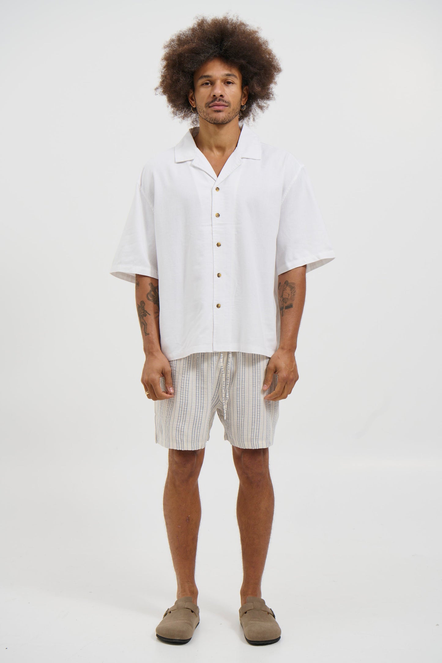 Raf Cropped Shirt Linen White
