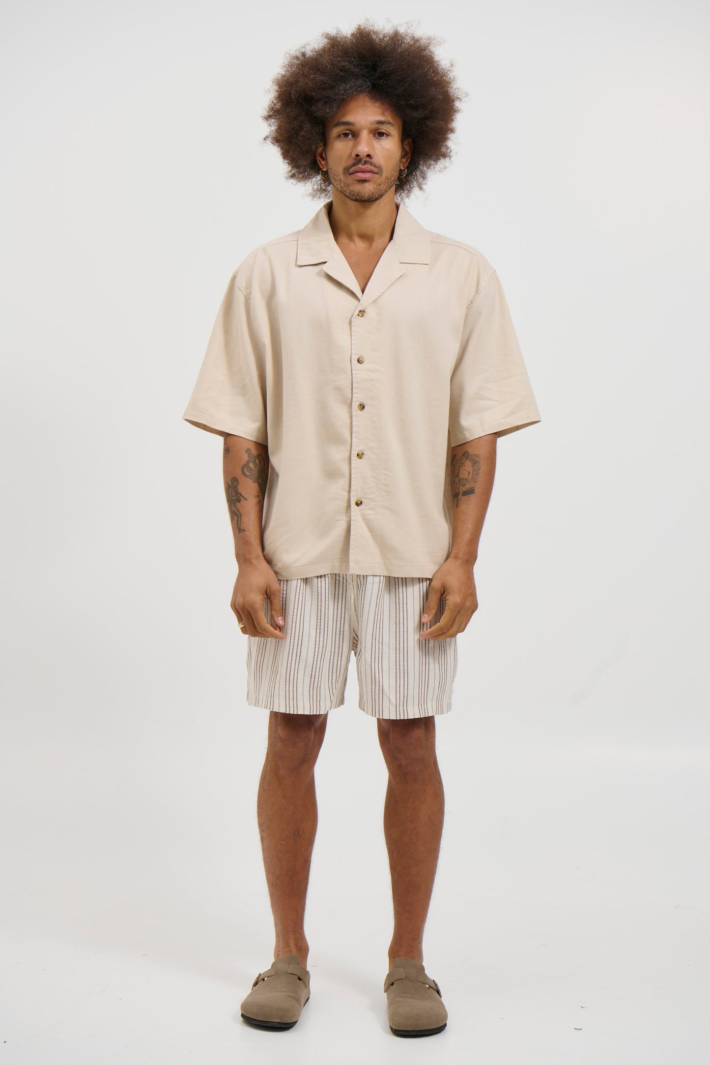 Raf Cropped Shirt Linen Oat