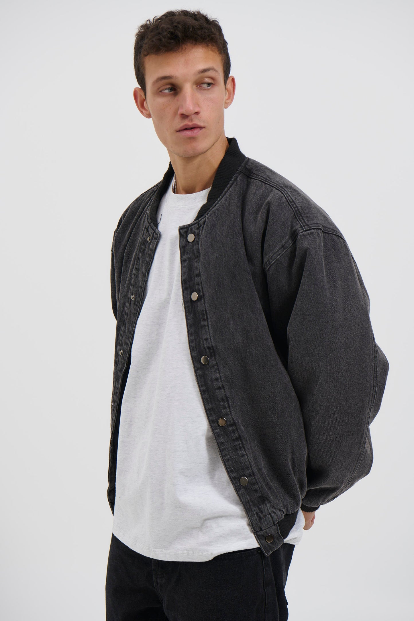 Vintage Bomber Denim Jacket Black