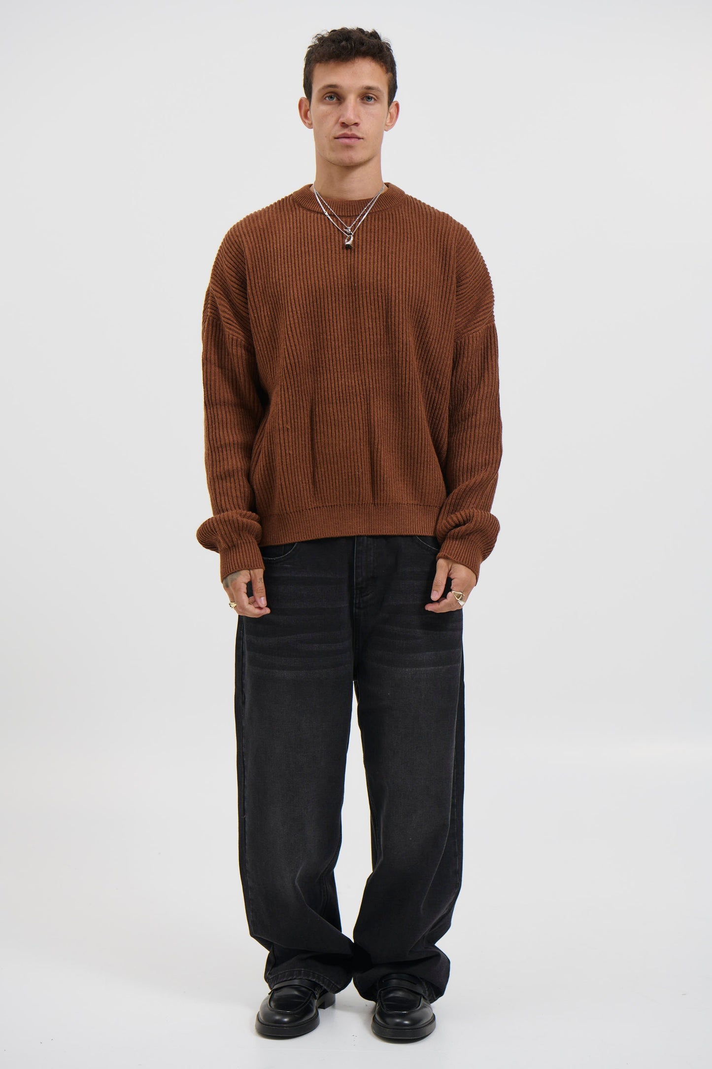 Drop Sleeve Heavy Knit Choc
