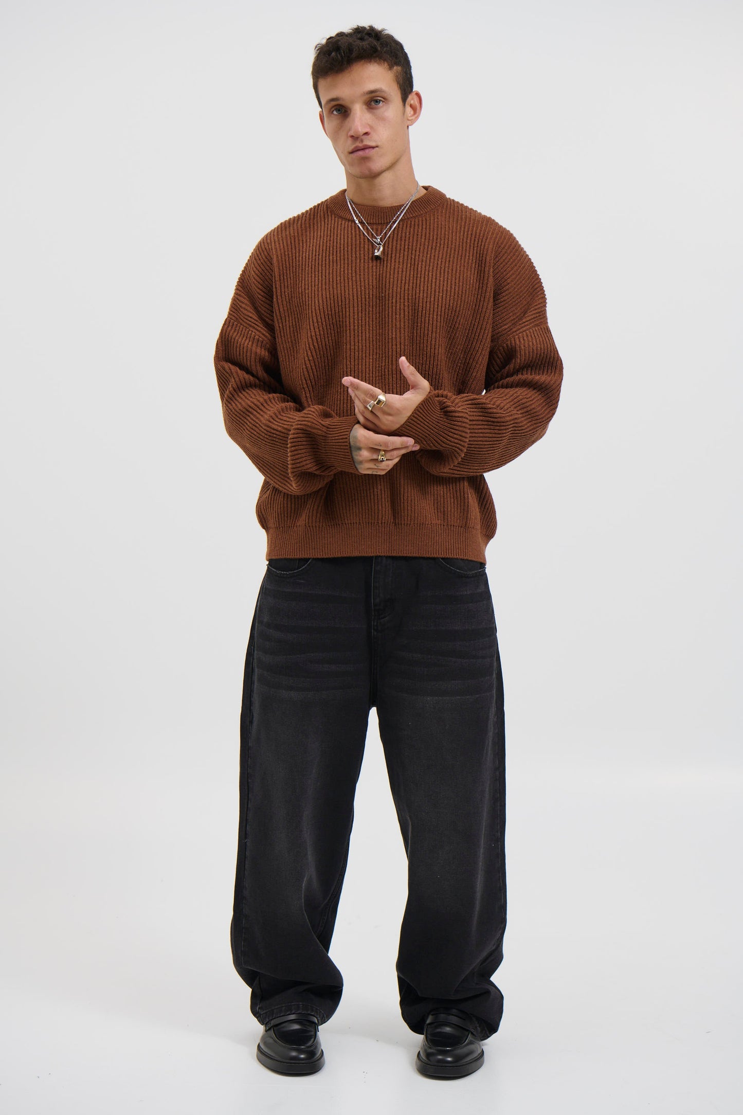 Drop Sleeve Heavy Knit Choc