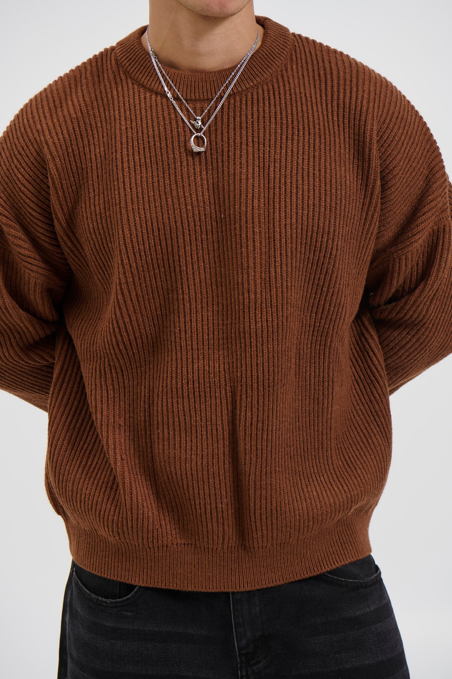 Drop Sleeve Heavy Knit Choc