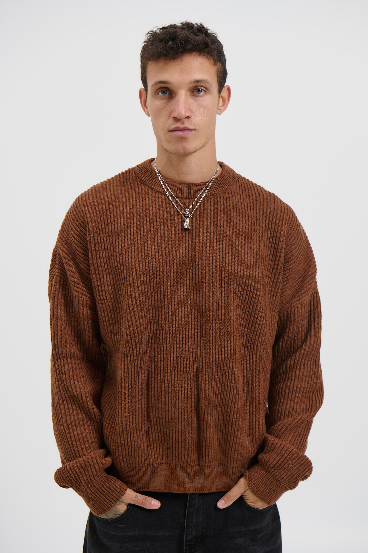 Drop Sleeve Heavy Knit Choc