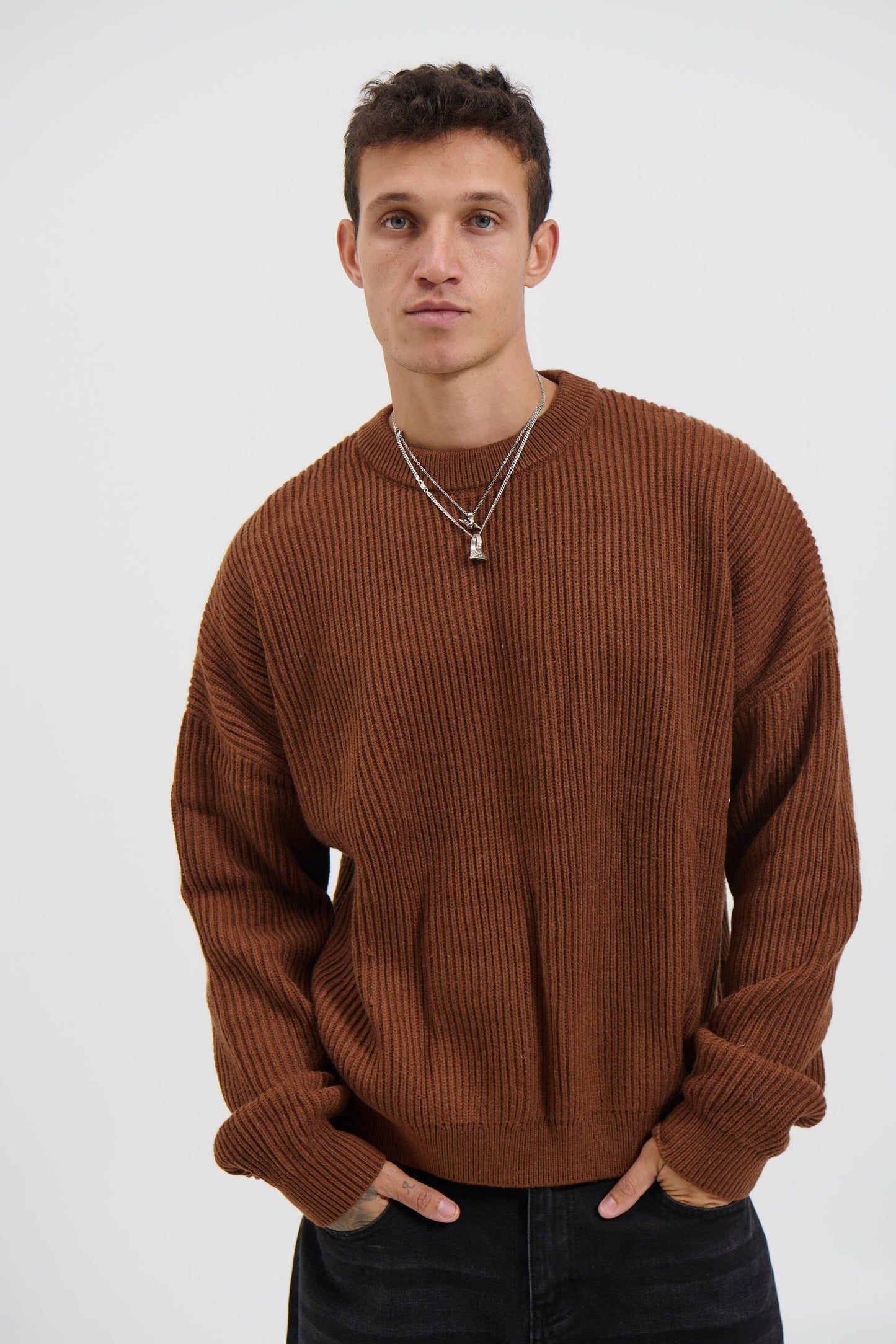 Drop Sleeve Heavy Knit Choc