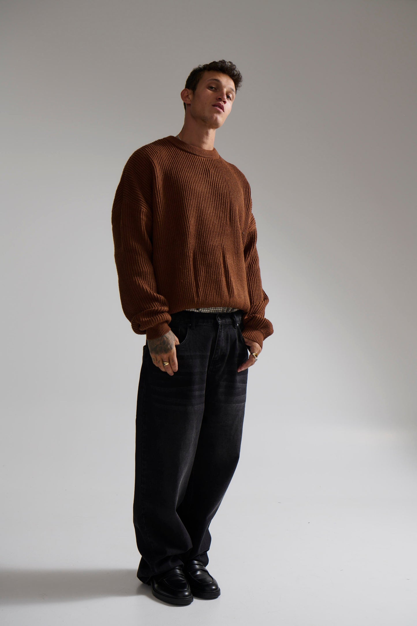 Drop Sleeve Heavy Knit Choc