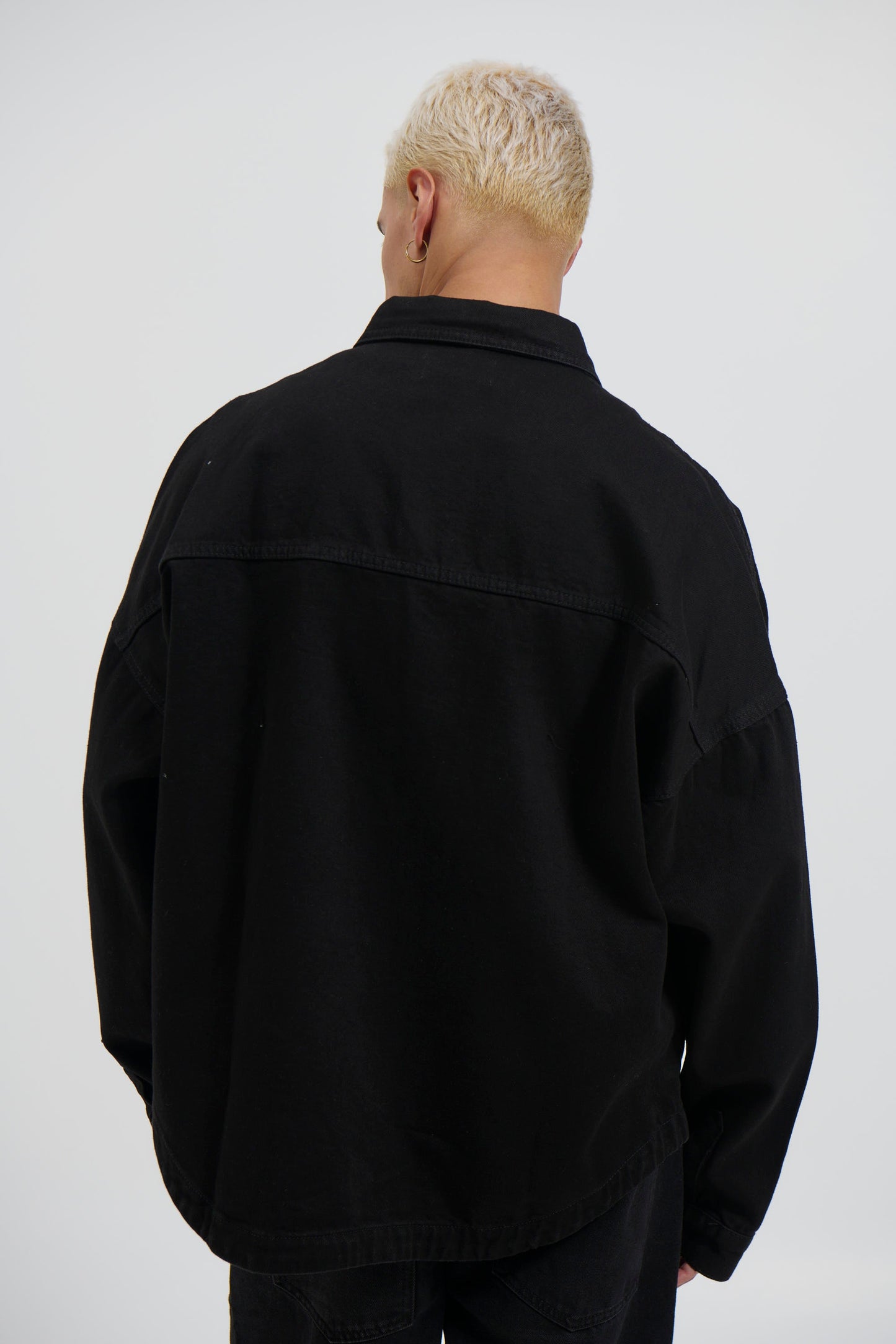 Drop Shoulder Denim Shirt Black