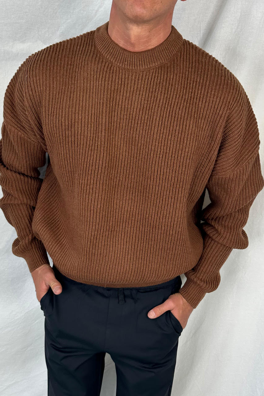 Drop Sleeve Heavy Knit Choc