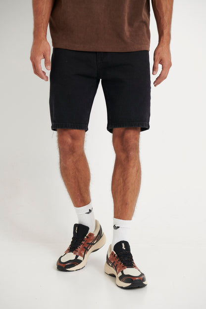 Andre Relaxed Denim Short Black