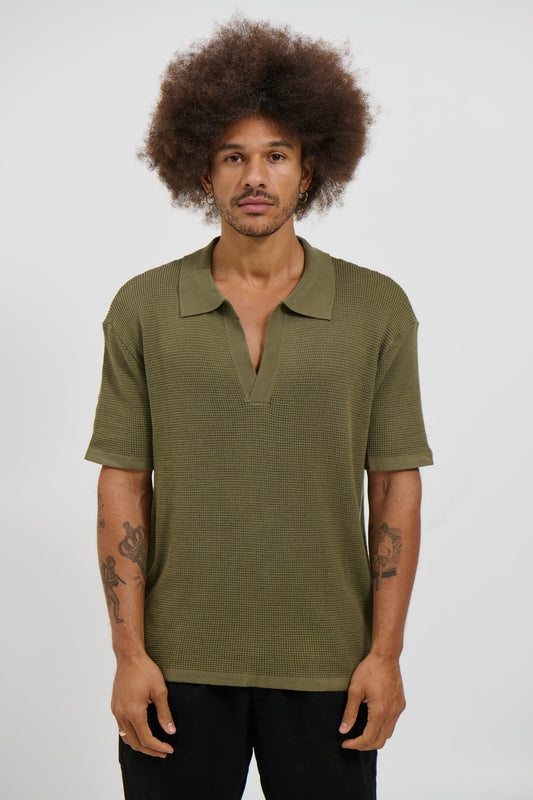 NTH Open Neck Polo Army
