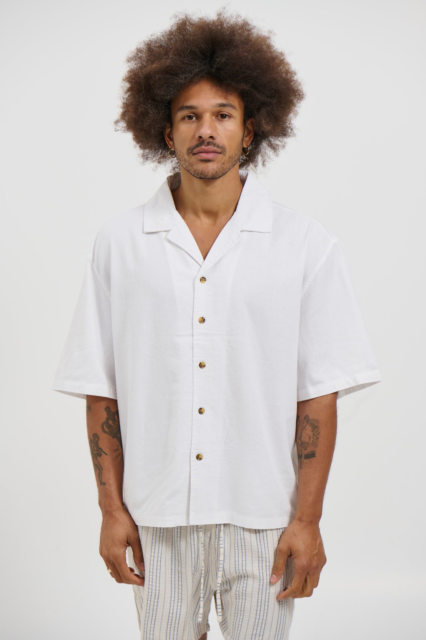 Raf Cropped Shirt Linen White
