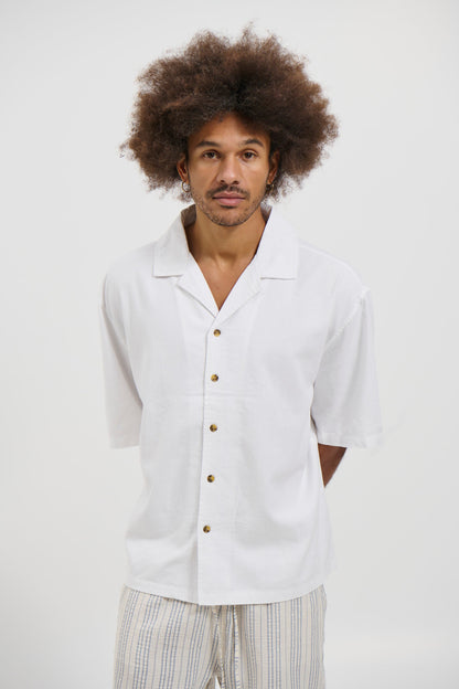 Raf Cropped Shirt Linen White