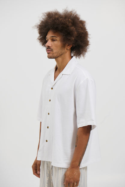 Raf Cropped Shirt Linen White