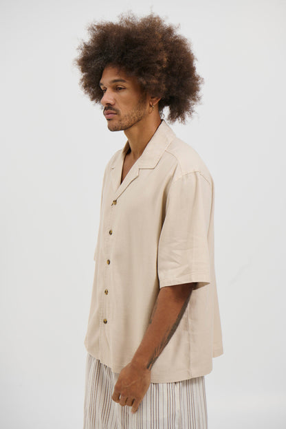 Raf Cropped Shirt Linen Oat