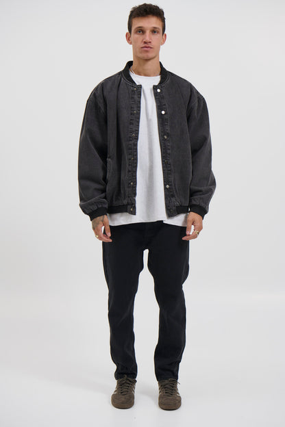 Vintage Bomber Denim Jacket Black