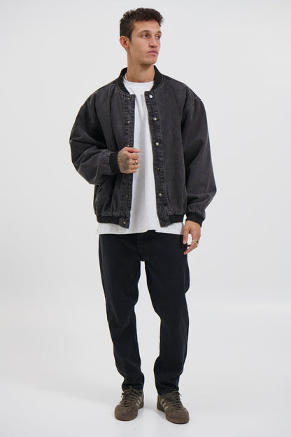 Vintage Bomber Denim Jacket Black