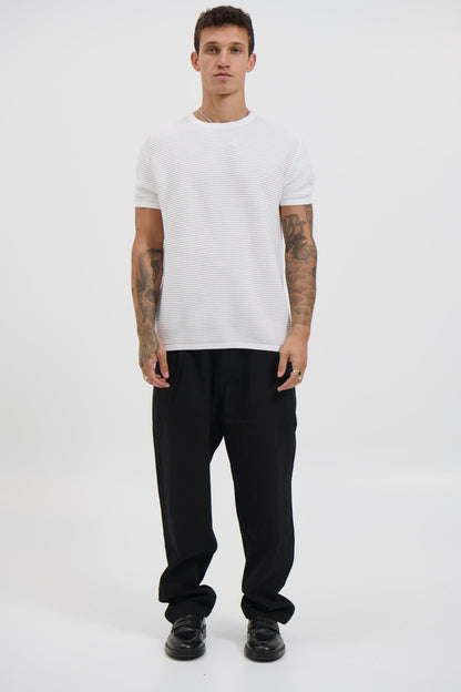 Horizontal Rib Knit Tee White