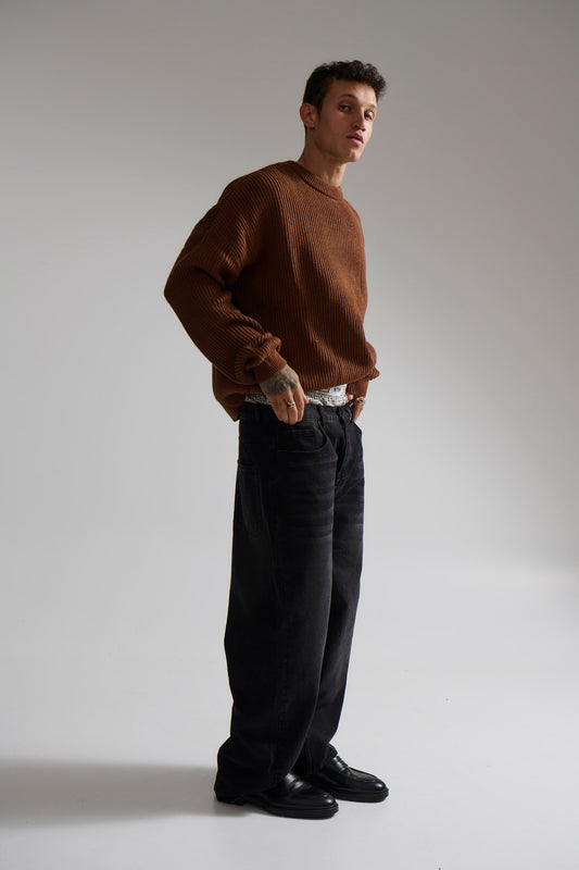 Drop Sleeve Heavy Knit Choc